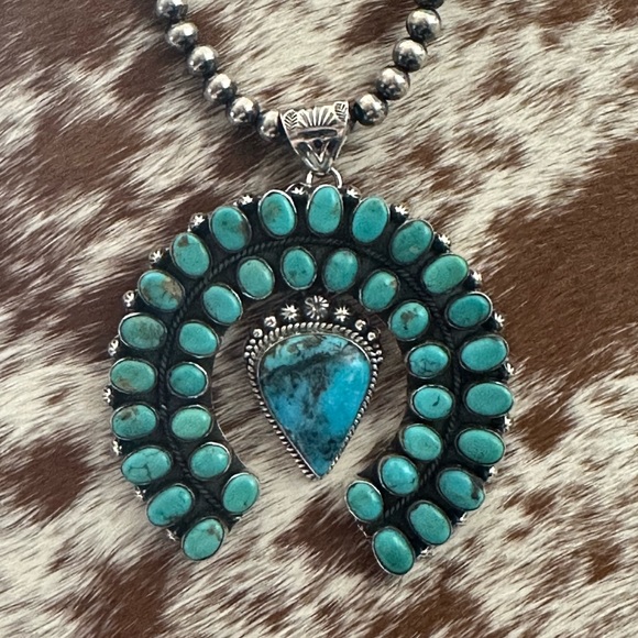 Sold ❤️ Turquoise mega naja southwestern sterling silver naja - Picture 2 of 10